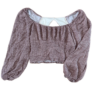 Kirious Animal Print Crop Top Puff Sleeve Shirt Size Large Blouse